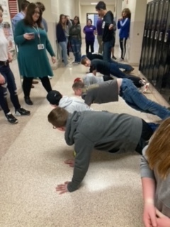 students doing planks
