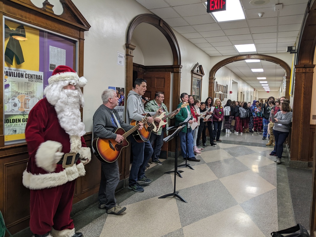 Singing Christmas carols in the hall