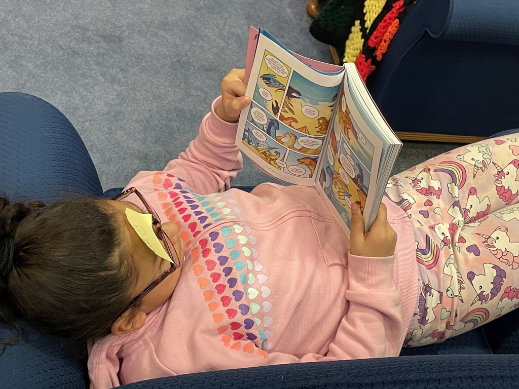 one student reading