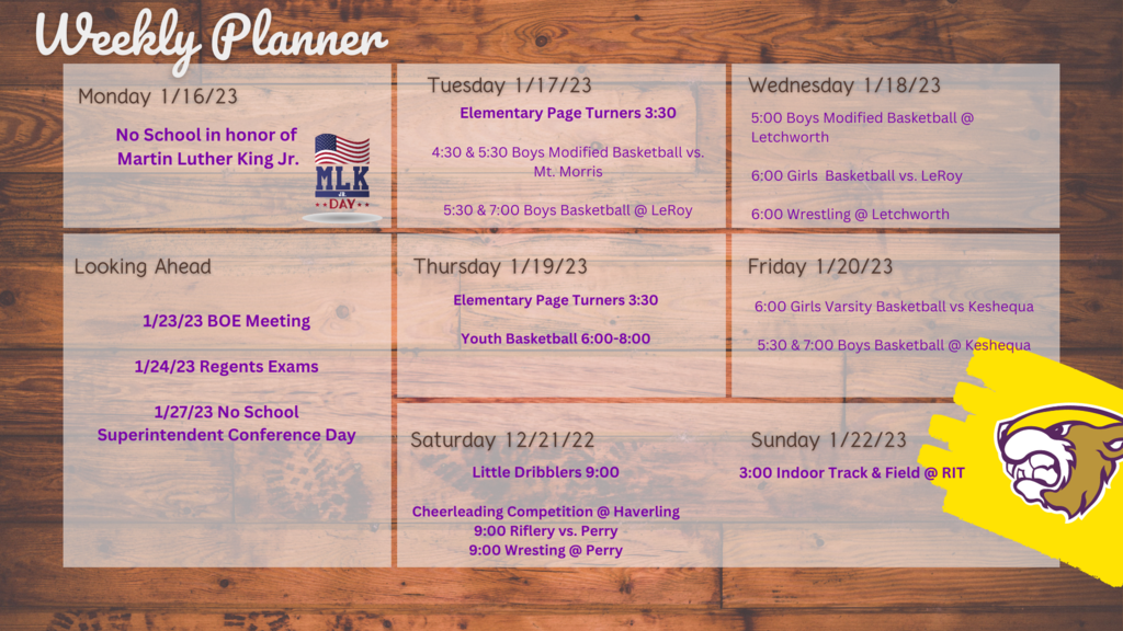 Week of January 16 planner