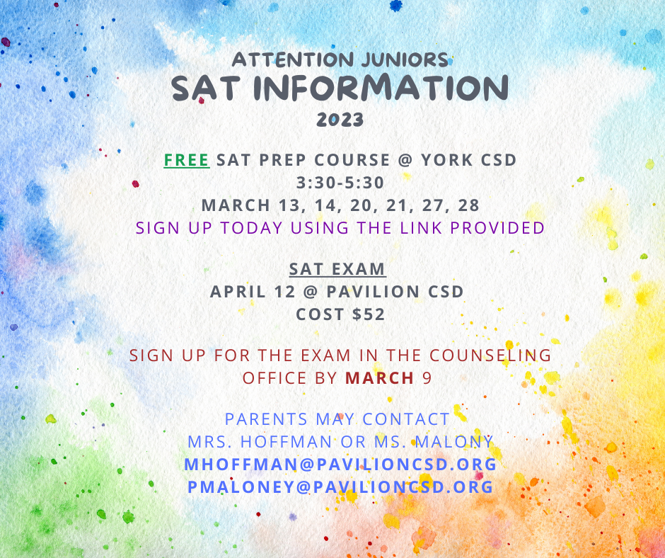 Attention Juniors SAT information